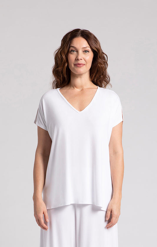 Sympli Bamboo V-Neck Slit Sleeve Top