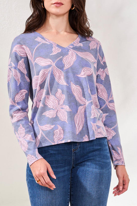 Tribal V Neck Top With Side Slits